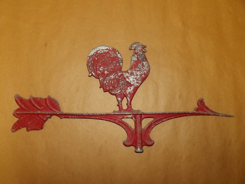Vintage red rooster cast metal - vintage,