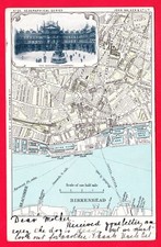 Postcard - LIVERPOOL & BIRKENHEAD MAP [John Walker] #25 CHROMO Posted 1903 RARE