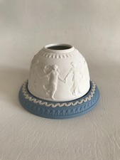Wedgwood Dancing Hours Jasperware Blue Lithophane Tea Light Candle Holder