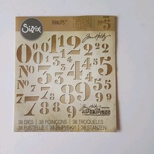 Sizzix Thinlits Die Set Stencil Numbers Tim Holtz 661187 **2 Dies Missing** Rare