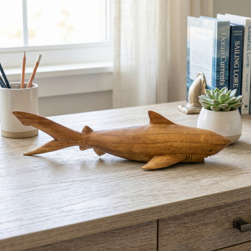 Wooden hand carved shark - wooden, hand-carved