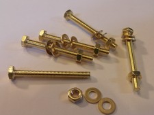 5 X M4X40 BRASS HEX HEAD BOLTS NUTS & WASHERS (PACK 0F 5) BRASS SET SCREWS X5