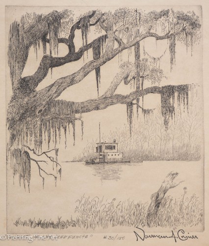 Beautiful vintage etching low - etching,