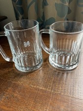 Two Heavy Weight Glass Tankards 1 Pint