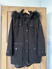 DKNY Ladies Black Hooded Parka Size S