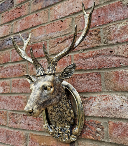 Wall mounted gold stag head - wall,
