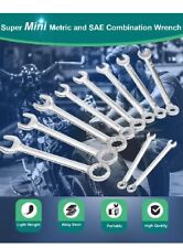 Metric + Imperial SAE Mini Combination Spanners 4 – 11mm 5/32” – 7/16” 20pc