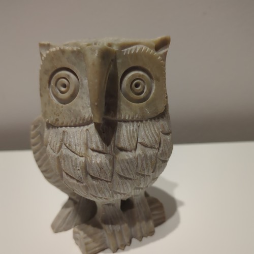 Owl carving stone figurine - carving,