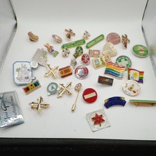 Job Lot Assorted Pin Badges Vintage Collection Enamel 