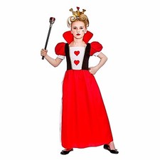 Child STORYBOOK QUEEN of Hearts Girls Fairytale Alice Wonderland Costume Age3-10
