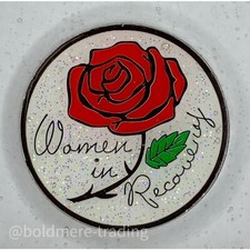 Women in Recovery Alcoholics Anonymous Medallion White Silver AA Sober Chip Coin