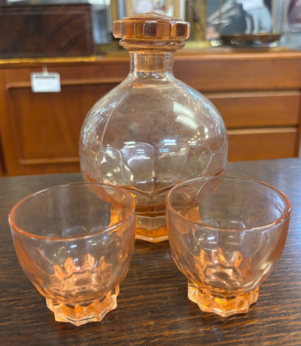 Retro french peach glass - french,