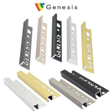 Genesis Tile Trims - Aluminium Square & Straight Trims - Various Colours & Sizes