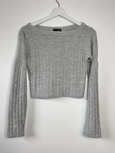 Grey cable knit cropped - cable, jumper