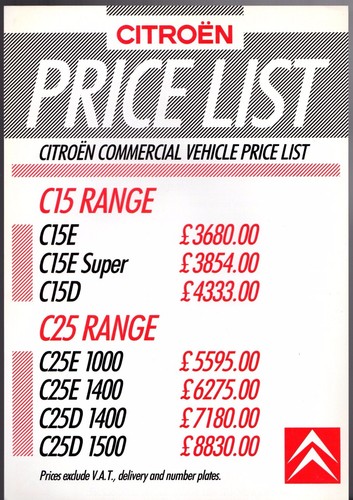 Citroen commercials price list - citroen,