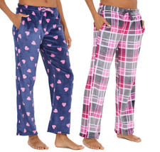 Ladies 2 Pack Fleece Pyjama