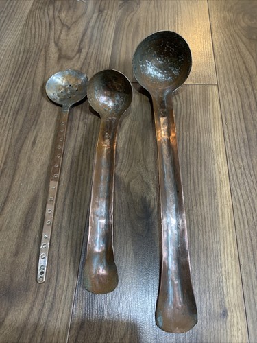 Antique original copper ladles - original,