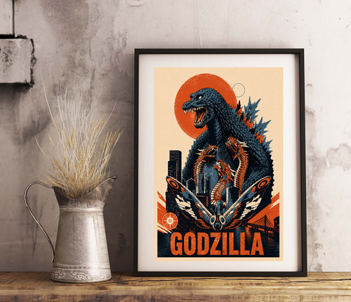 Godzilla gloss print poster - a4,