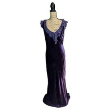 90s Y2K Debut Purple Bias Cut Ruffle Dress UK 12/14 (US 10)