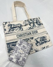 CHRISTIAN DIOR GIFT NAVY GRAY TOILE DE JOUY JOURNAL NOVELTY NOTEPAD & TOTE BAG