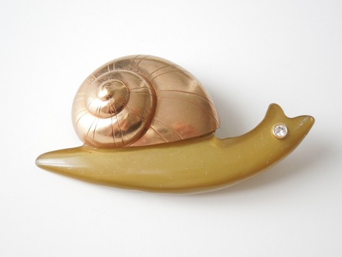 Brooch snail rhinestone - brooch,