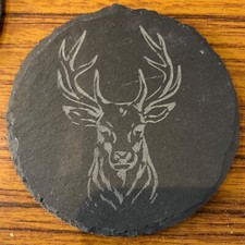 Slate Coaster with stags head