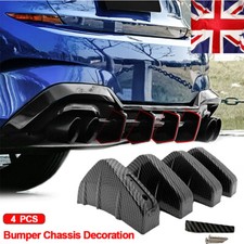 4xShark Fins Rear Bumper Decorative Spoiler Wing Lip Diffuser Universal Black UK