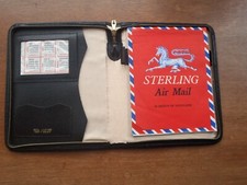 1970s Vintage Black Real Leather stationary/writing folder. Made In England. VGC