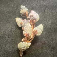 Vintage Hinged Gold Tone And  Green Leaf Brooch