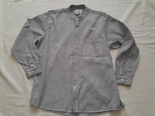 Collarless Shirt Company workwear chore grandad shirt striped vtg style L