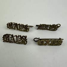 First World War British Army Queens Bays 2nd Dragoon Guard Brass Shoulder Titles