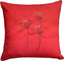 Silk Embroidered Red Poppy