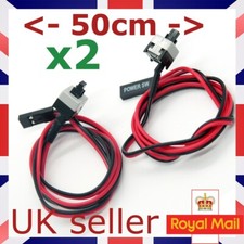 2x Power Supply Reset Switch Button On/Off Cable Cord Connector PC Computer