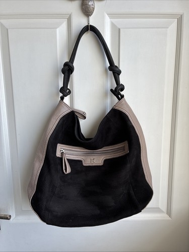 Radley black suede shoulder - black,