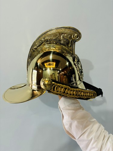 Brass fireman fighter helmet - fighter,