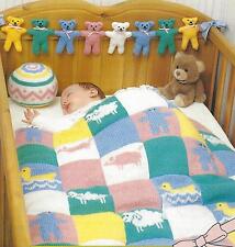 Baby Blanket Knitting Pattern DK  Toy Ball & Teddy Bear 336
