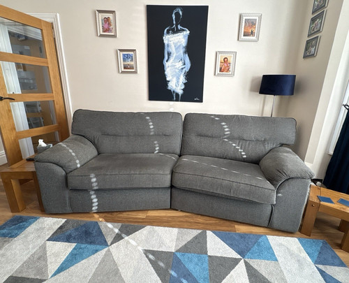 Scs grey fabric curved sofa - grey,