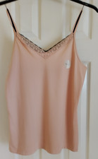 2 Pack Lace Trimmed Vests/Camisoles, Neutral And Black by TU Size 16