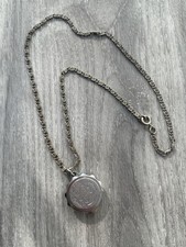 Vintage SOS Talisman Pendant Necklace Chain Silver Colour