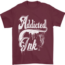 Addicted Ink Tattoo Tattooist Biker Art Mens T-Shirt 100% Cotton