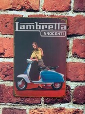 Lambretta Innocenti Milan Scooter Vintage Style Wall Metal Sign Large 12 x 8"