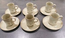 Lovely Set Of 6 Denby Daybreak Espresso Mugs With Saucers 3" High. 