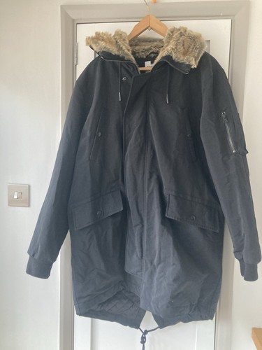 Mens thick black hooded coat - mens,