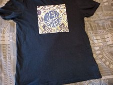 Ben Sherman mens T shirt M blue paisley 60s logo short sleeve jersey material 