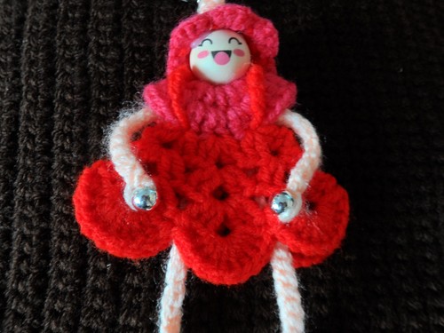 Hand crochet doll keyring - hand,