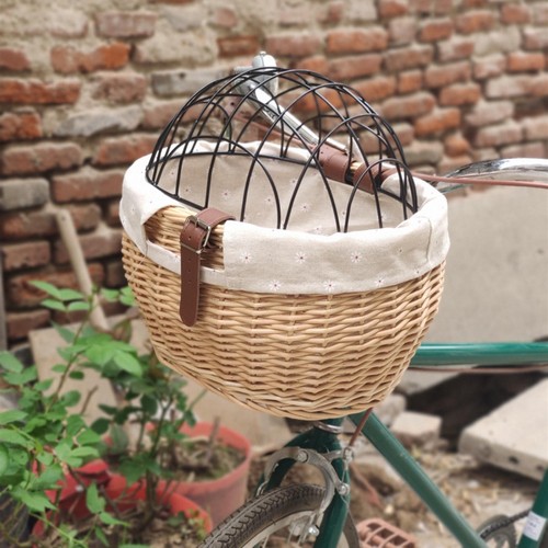 Wicker bike basket for - bike, small