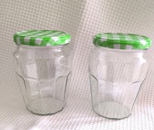 2 Bonne Maman Empty 600g Jam/preserve Jars Green Gingham Lids Ex Condition