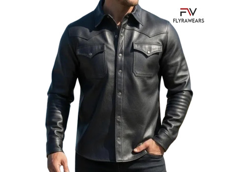 Men black leather punk rock - men's,