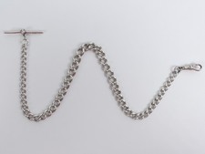 EDWARDIAN ANTIQUE SILVER POCKET WATCH ALBERT CHAIN BIRMINGHAM 1906 - 34.2 G