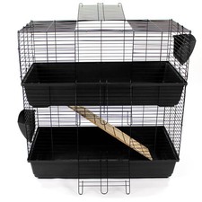 Indoor Rabbit Hutch 2 Tier Cage Bunny Guinea Pig Small Pet House Two Levels